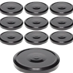 Twist-Off-Deckel|TO  82 schwarz ster. mit Button, 10 Stück