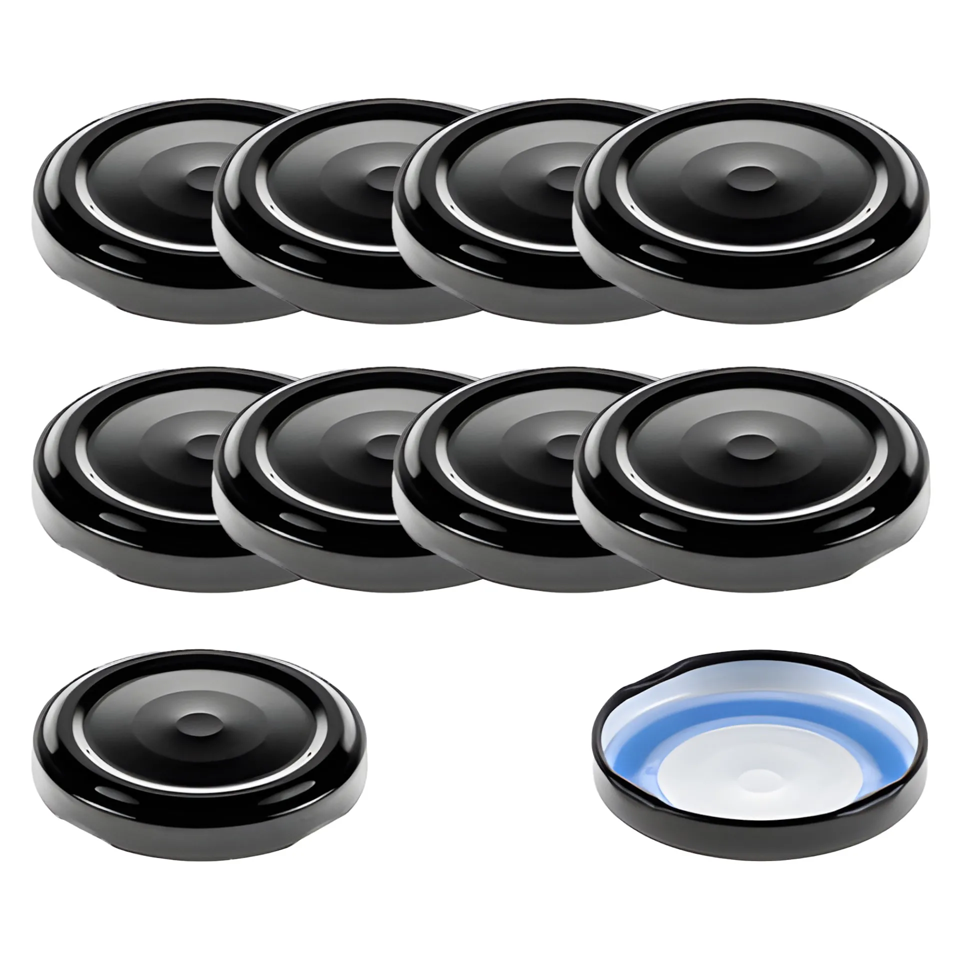 Blueseal Deckel|Twist-Off-Deckel|TO 48 schwarz ster. mit Button BLUESEAL, 10 Stück