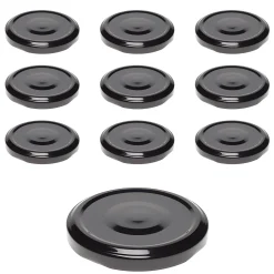 Twist-Off-Deckel|Twist-Off-Deckel|TO  66 schwarz ster. mit Button, 10 Stück