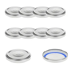 Blueseal Deckel|Twist-Off-Deckel|TO  63 silber past. mit Button BLUESEAL, 10 Stück