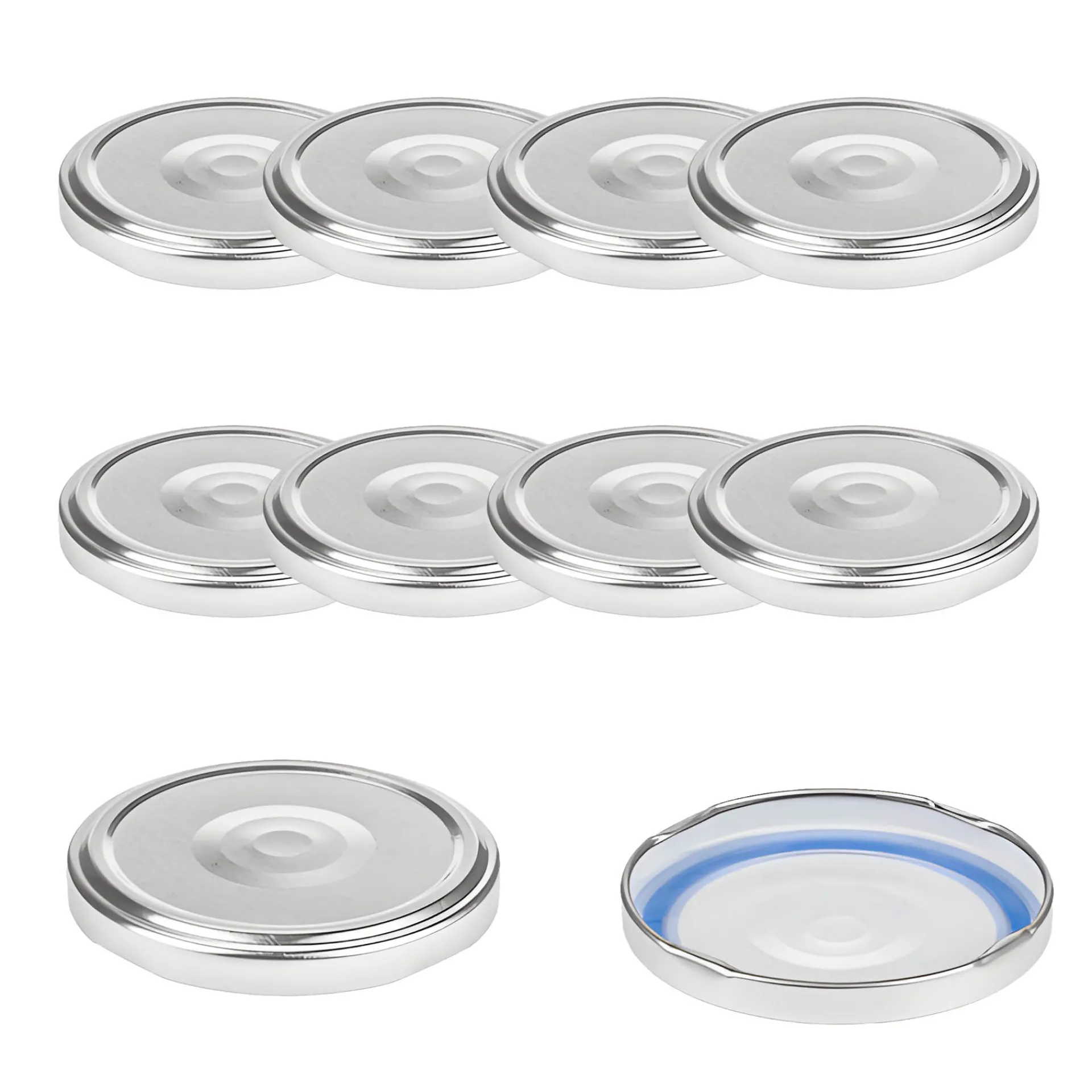Blueseal Deckel|Twist-Off-Deckel|TO 70 silber past. mit Button BLUESEAL, 10 Stück