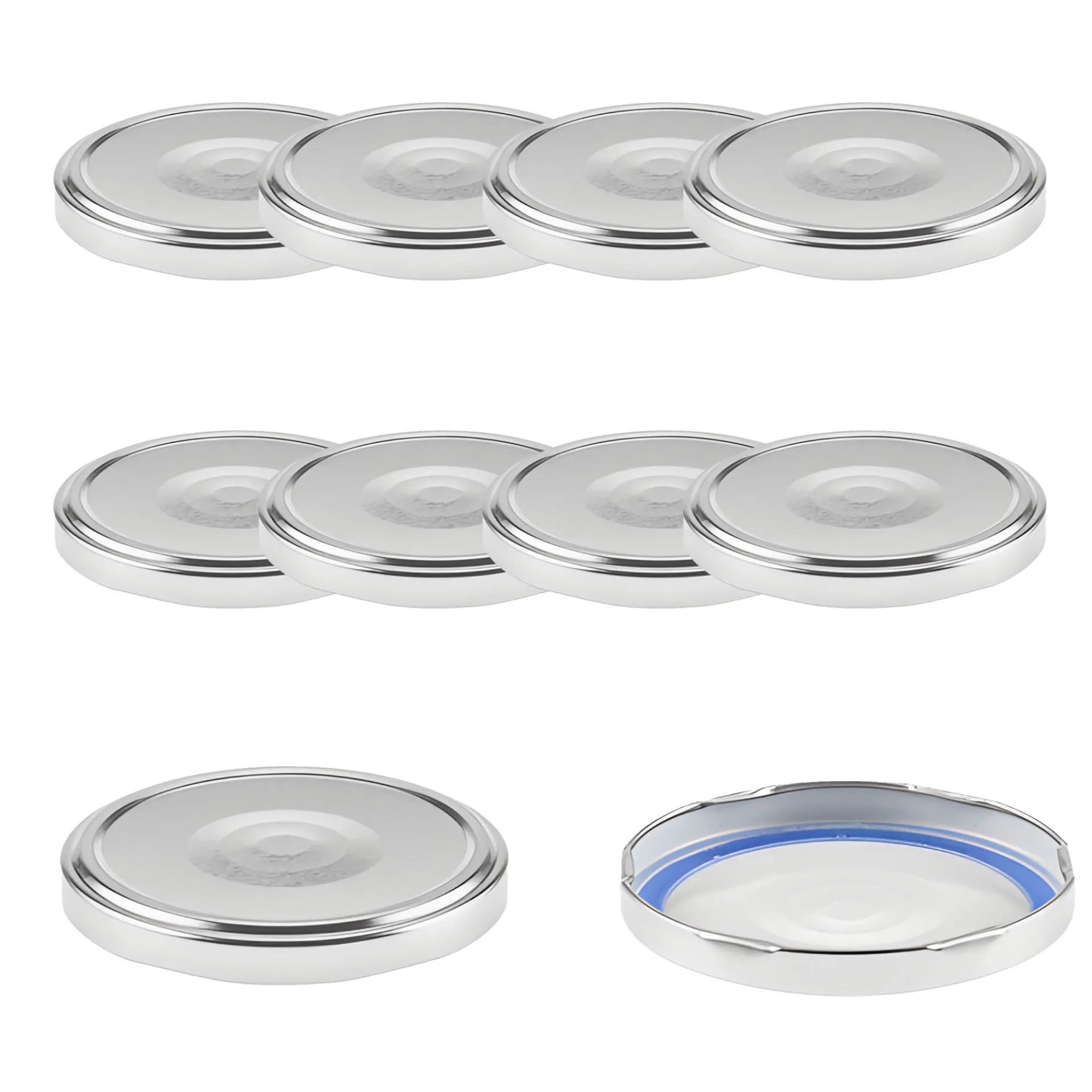 Blueseal Deckel|Twist-Off-Deckel|TO 82 silber past. mit Button BLUESEAL, 10 Stück