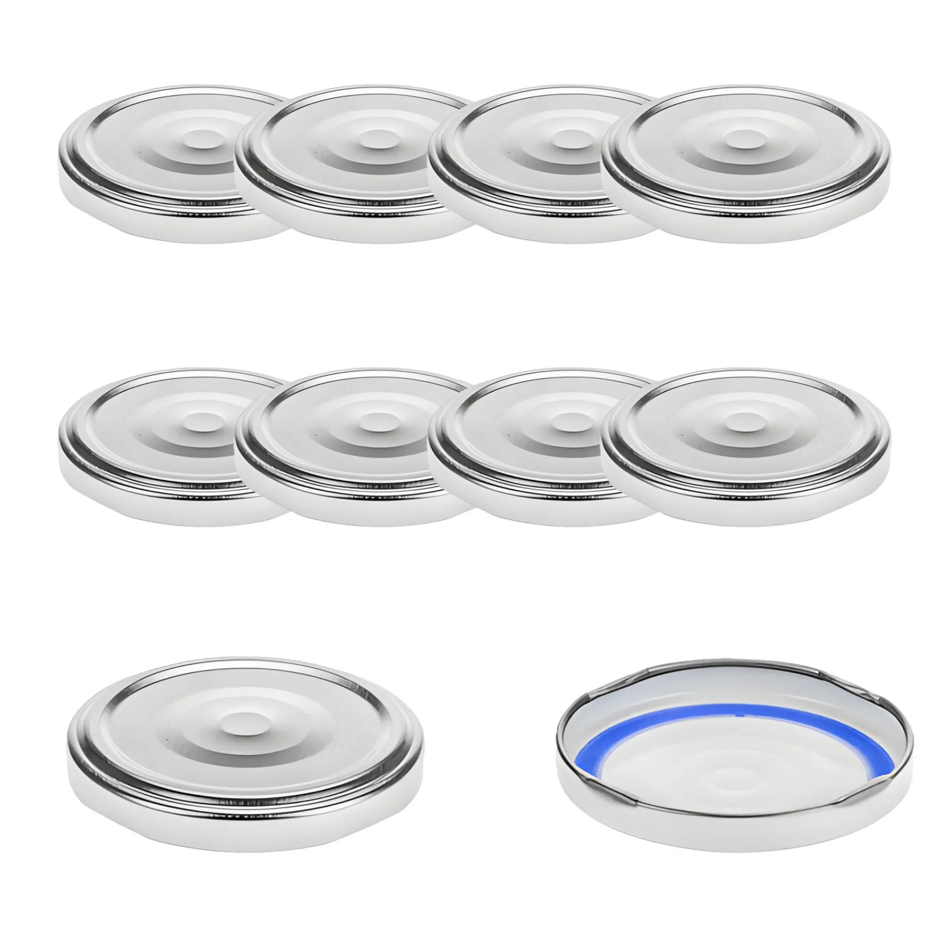 Blueseal Deckel|Twist-Off-Deckel|TO 66 silber past. mit Button BLUESEAL, 10 Stück