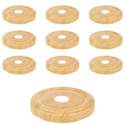Feiern Und Feste|Picknick-Zubehör|TO 53 Trinkhalmdeckel Holzdekor, Loch Ø 13 mm, 10 Stück