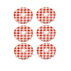 Feiern Und Feste|Trinkhalmdeckel|TO 53 Trinkhalmdeckel rot kariert, Loch Ø 8 mm, 6 Stück