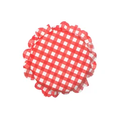 Erdbeerzeit|Deckchen|Vliesdeckchen Ø 135 mm rot kariert, 10 Stück
