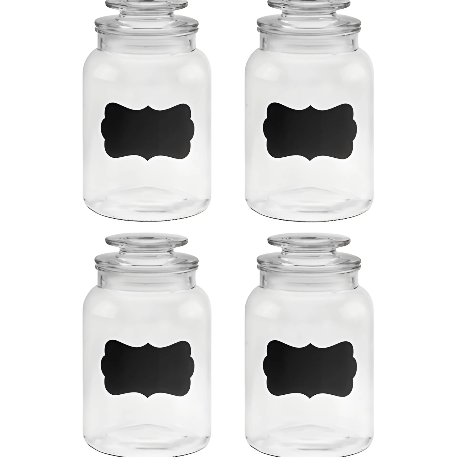 Gläser-Sets|Komplett-Sets|Vorratsglas 1200 ml beschreibbar mit Glasdeckel, 4er Pack