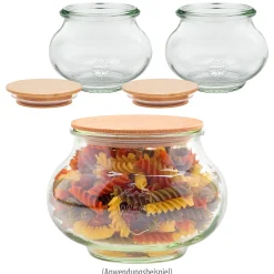 Halloween|Aufbewahren|WECK-Schmuckglas 1062 ml mit Holzdeckel, 3er Set