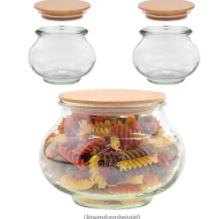 Aufbewahren|Windlichter Und Kerzengläser|WECK-Schmuckglas  220 ml mit Holzdeckel, 3er Set