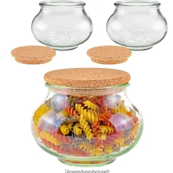 Aufbewahren|Weck-Sets|WECK-Schmuckglas 1062 ml mit Pilzkorken, 3er Set