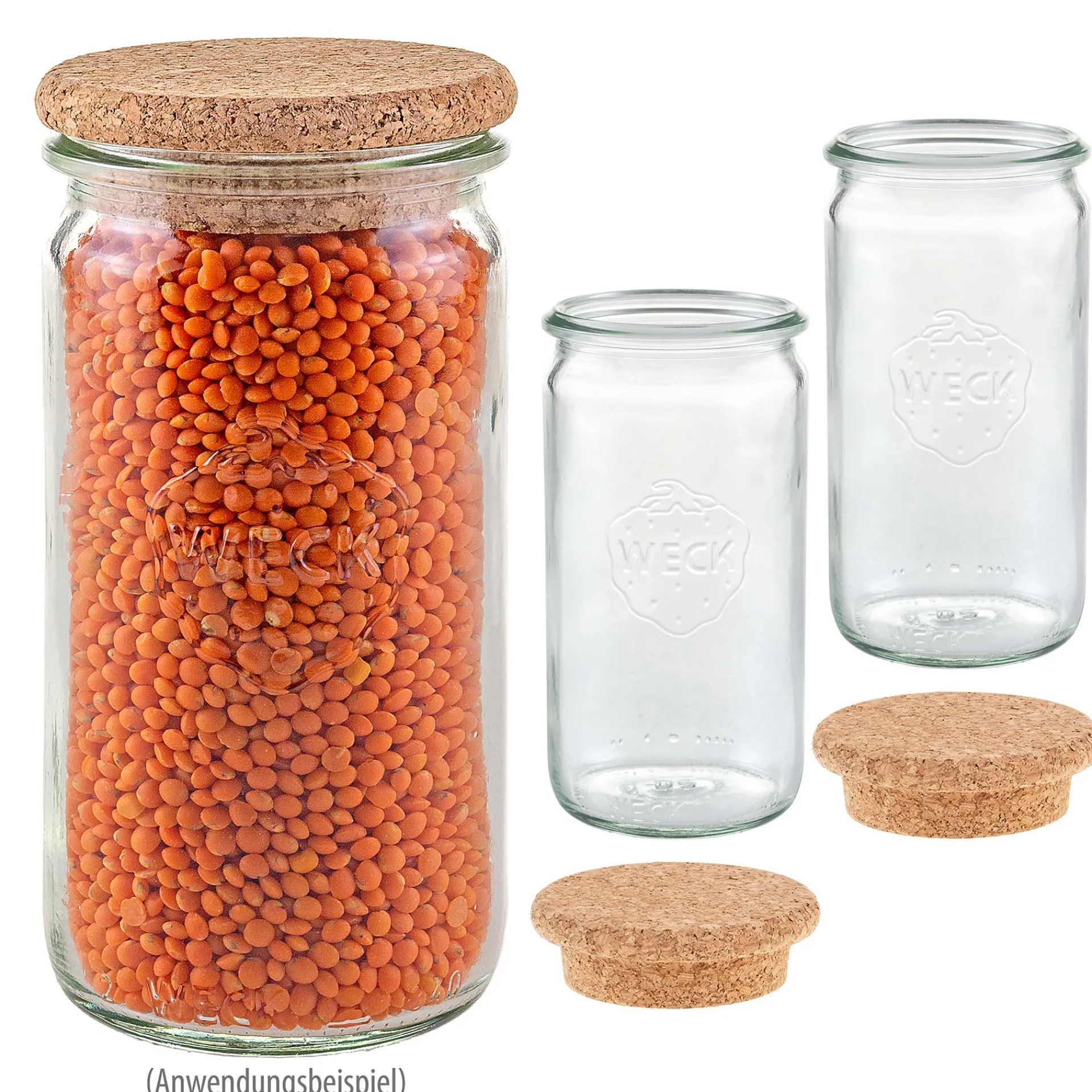 Aufbewahren|Windlichter Und Kerzengläser|WECK-Zylinderglas 340 ml mit Pilzkorken, 3er Set