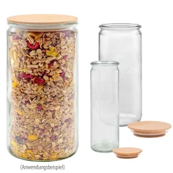 Aufbewahren|Weck-Sets|WECK-Zylinderglas mit Holzdeckel, 3 Größen