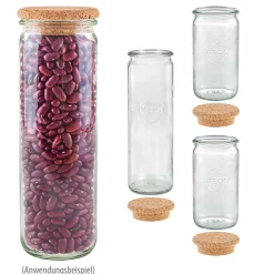 Aufbewahren|Weck-Sets|WECK-Zylinderglas mit Pilzkorken, 2 Größen