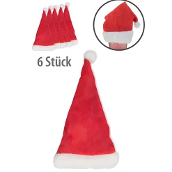 Deko|Besonderes Und Witziges|Weihnachtsmütze 9 x 17,5 cm, 6 Stück