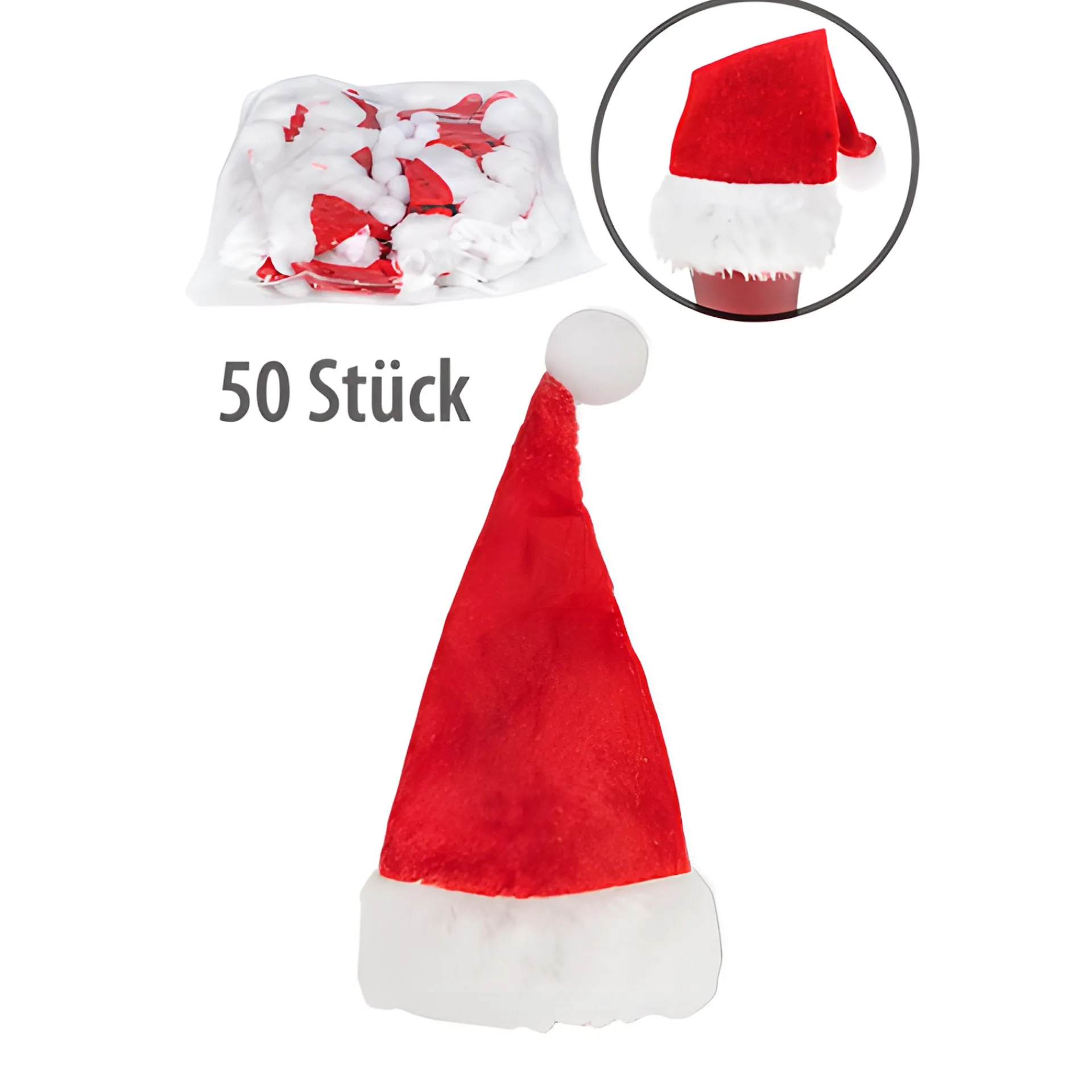 Deko|Besonderes Und Witziges|Weihnachtsmütze 7,5 x 13 cm, 50 Stück