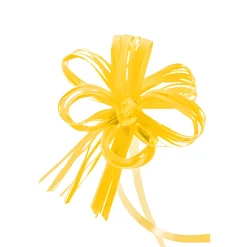 Ostern|Geschenkbänder Und Schleifen|Ziehschleife Faser-Raffia ca. 80 mm, gelb, 10 Stück