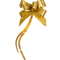 Deko|Geschenkbänder Und Schleifen|Ziehschleife Paperlook metallic ca. 80 mm, gold, 100 Stück